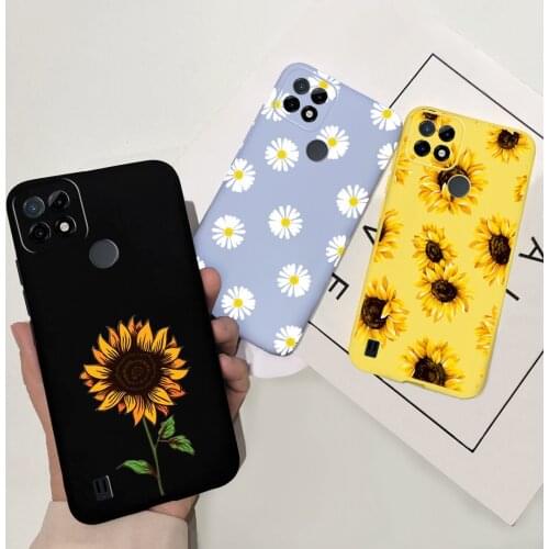 Cute Sunflower Soft Case For Realme C21 C21Y C25 C25S Cover Macaroon Silicone Phone Case For Oppo Realme C 21 21Y 25S C25 Fundas