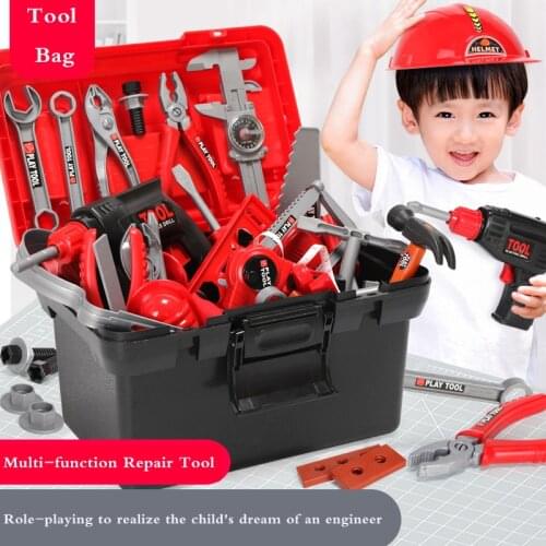 21-34PCS Childrens Toolbox Engineer Simulation Repair Tools Montessori Pretend Play Toy Electric Drill Screwdriver Tool Gift