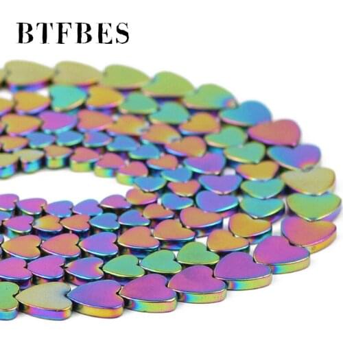 Natural Stone 6/8/10mm Hematite Multicolored Peach Heart Spacers Loose Beads For Charm Jewelry Making Diy Accessories Wholesale
