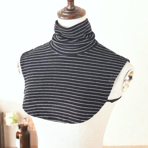 2021 New Womens Fake Collar Striped Turtleneck Faux False Blouse Top Collar Autumn Winter Female Shirt Sweater Detachable Collar