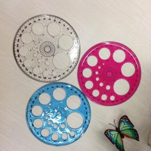 New 360 Degree Circular Plastic Protractor Ruler Template Circle Drawing Tool Office School Stationery Color Random