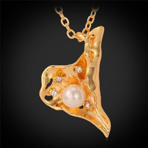 New Cute Mussel Necklace Pendant Gold Color Synthetic Pearl Beads Necklace Pendant Jewelry Gift For Women MGC P3146