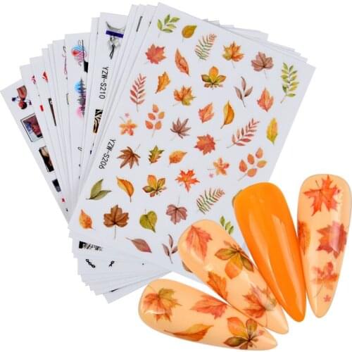 The New Manicure Stickers Autumn Maple Leaf Stickers Butterfly Nail Stickers Letter Snake Nail Stickers Art Decoration Nails