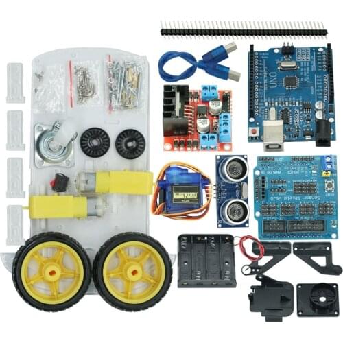 New Avoidance tracking Motor Smart Robot Car Chassis Kit Speed Encoder Battery Box 2WD Ultrasonic module For Arduino kit