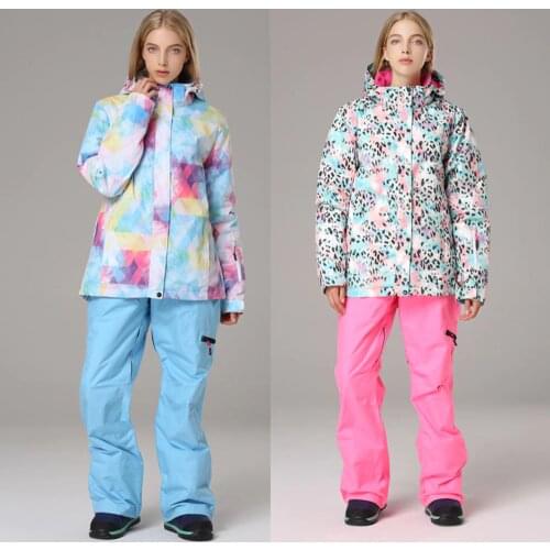 SEARIPE New hot women white ski suit female waterproof snowboarding set women skiwear white ski jacket and white ski pants suit