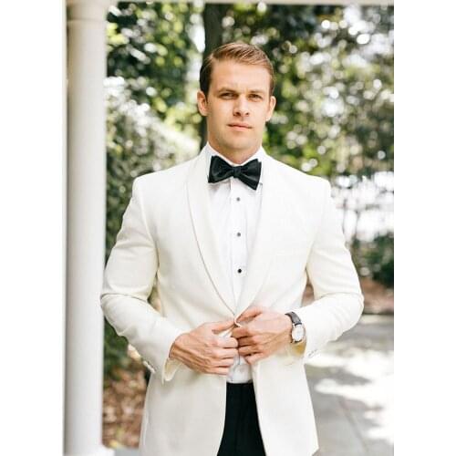 ANNIEBRITNEY Ivory 2 Piece Slim Fit Men Formal Suit Tailor Made Groom Wedding Tuxedo 2 Piece Prom Wedding Business Men Suit Set