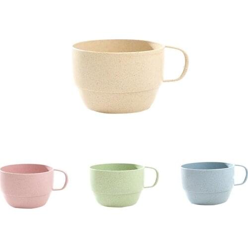 Drinkware Fashion Multicolor Food Grade European Wheat Straw Breakfast Drinking Milk Cup Coffee Tea Juice Mug High Quality Hot