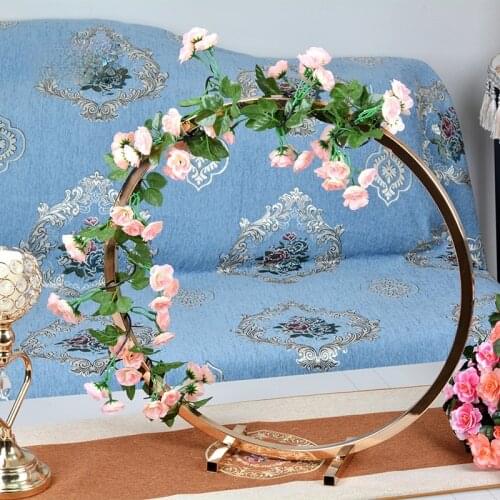 Gilded Metal Circle Flower Stand For Wedding Stage Layout Arches Road Guide Home Decoration Ornaments Flower Frame