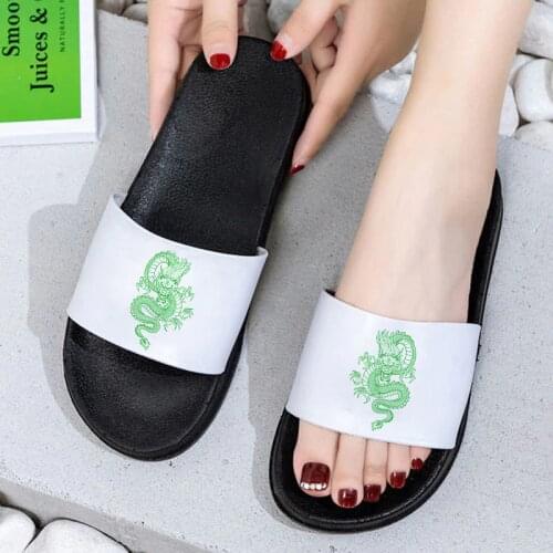 Sandals for Woman 2021 Chinese dragon colorful Open Toe Flip Flops for Female Comfortable Women Shoes Indoor Non-slip Slides