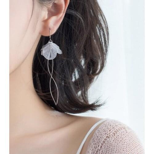 Shell Flower Twisted Waterwave Dangle Long Tassel Earrings 100% Real. Sterling Silver 925 Fine Jewelry gtle2079