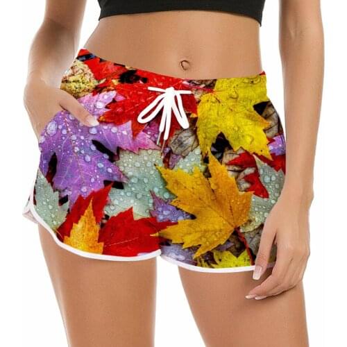 CLOOCL Womens Shorts Summer Weed Plant Colorful Maple Leaf 3D Printed Shorts for Female Fashion Sportswear Daughter Beach Shorts