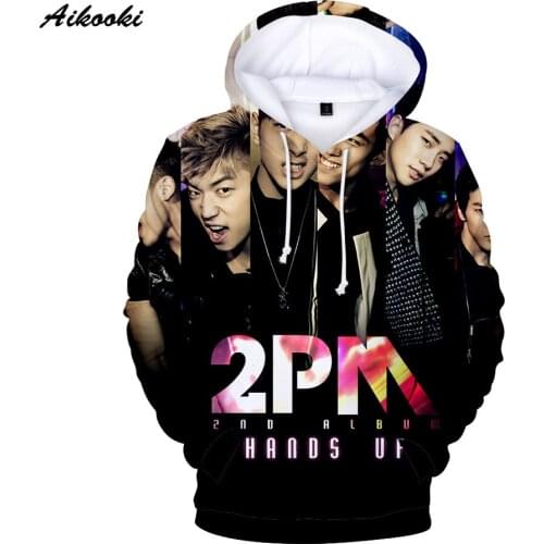 Aikooki New 2PM 3D Hoodie Men/Women Spring/Autumn Fashion Hoodies 2PM 3D Printed Teenage Sweatshirts Hooded 3D Casual Cool Coats
