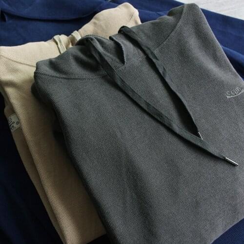 Autumn Winter New Heavyweight Hooded Embroidery Hoodies for Mens Fashion Long Sleeve Pure Cotton Knitted Loose Casual Sportwear