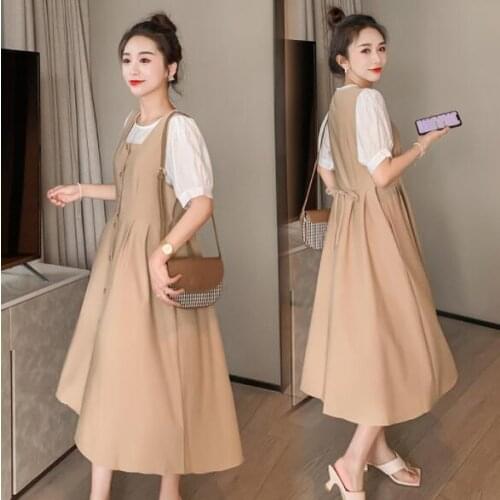 Top+Overalls Set Suspenders Dress Maternity Clothes For Pregnant Women Fashion Elegant Pregnancy Dress Summer Maternity Clothing
