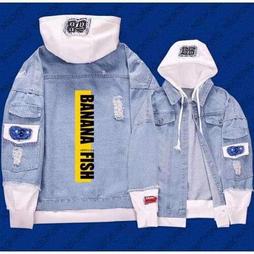 [STOCK] 2019 Anime BANANA FISH Jeans Jacket Cosplay Costume Unisex For Halloween S-XXXL Free Shipping New Good Quality Cheap NEW