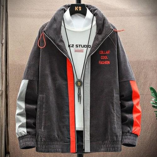 Spring Autumn Corduroy Jacket Men Oversized Coat Fashion Letter Embroidery Patchwork Windbreaker Male Outwear Casual Jackets 8XL