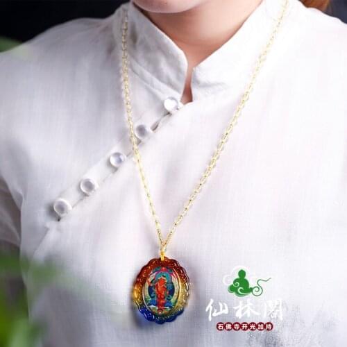 WOW Greco-Buddhist pocket travel efficacious Mascot Auspicious the Bodhisattva Manjusri Buddha Crystal Pendant Buddhist Amulet