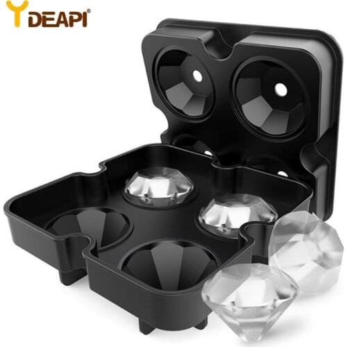 YDEAPI Four Grids Diamond Pattern Ice Cube Mold Food Grade Silicone Ice-Cream Dessert Ice Cube Mold Home Kitchen Supplies