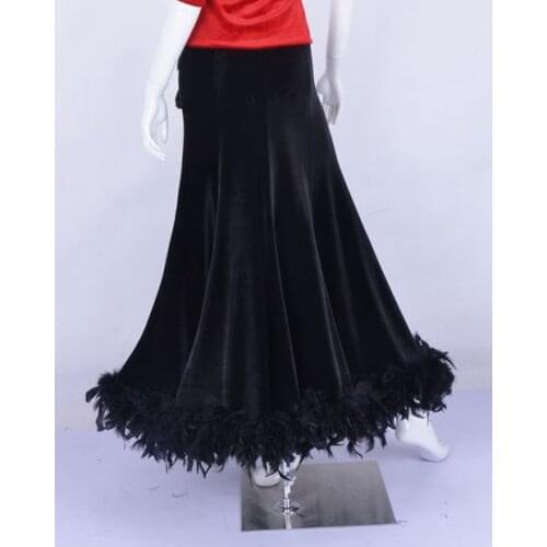 Ballroom dance modern dance band velvet feather edge eight skirt modern practice skirt S13032