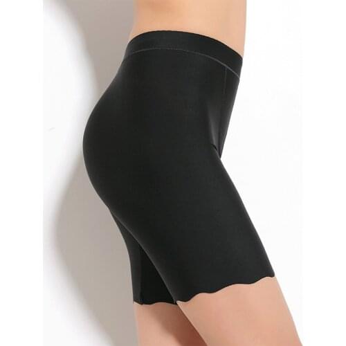 Plus Size Womens Safety Short Panties Ice Silk Underpant Seamless Ladies Pants Girls Briefs Summer Female Underwear High Waist