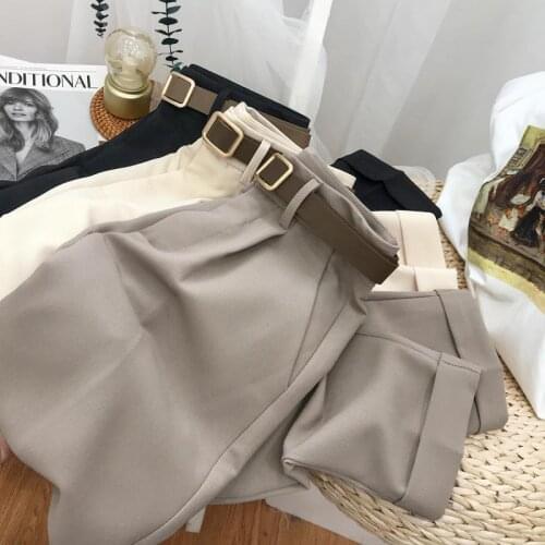 Straight Korean Loose 2021 Warm Trousers Women Casual Wide Leg Solid Woolen Pant Thick Winter Cotton Suit High Waist Harem Black