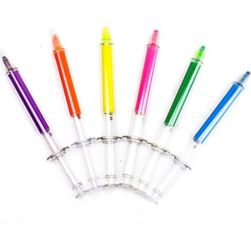 Liquid Syringe Highlighter Watercolor Pen Novelty Injection Pens Stationery K3R