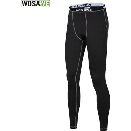 WOSAWE Winter Cycling Base Layers Tights Pants Men Women Thermal Fleece Warm Breathable Elastic Bike Bicycle Underwear Pants