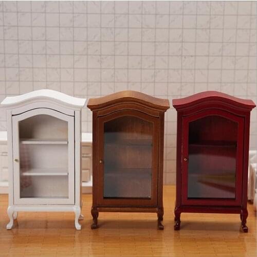 1:12 Dollhouse Cupboard Display Shelf Miniature Furniture Wine Cabinet DIY Toys Bookcase Display Shelf