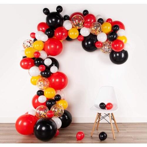 1set Happy Birthday Decorati Balloon Mickey Minnie Mouse Baby Shower girl boy Foil Balloon Cartoon Globos red black photo props