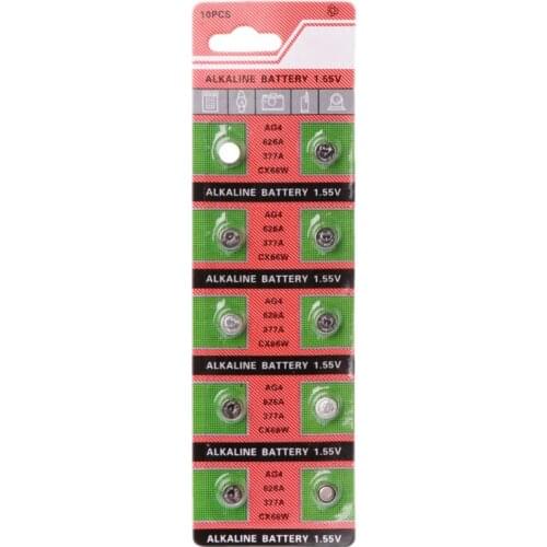 10PCS Watch Coin Battery 1.5V AG4 377A 377 LR626 SR626SW SR66 LR66 Button Cell Batteries Toys Remote Camera