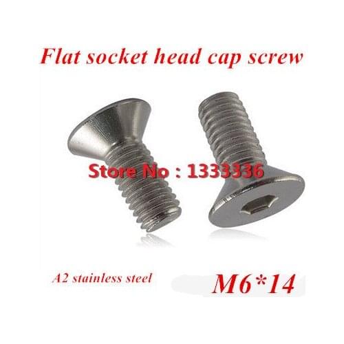 100pcs M6*14 DIN7991 304 Stainless steel Flat (Countersunk) Head Drive Hexagon Socket Cap Screw Bolt