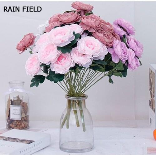 11 Heads Artificial Flowers Home Decor Eternal Rose Silk Wedding For Decorartificial Artificial Pink Flowers Rain Field
