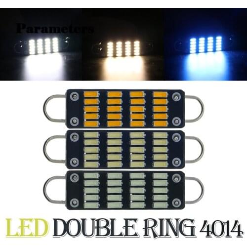 4pcs DC 12V 44mm 4014 20 SMD LED White 6500-8000K Car Rigid Loop Festoon LED Bulbs Lamp Door Cargo Luggage Reading Light