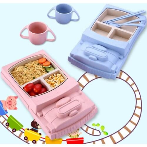 5Pcs Baby Tableware Dishes Bowl Children Feeding Infant Food Container Plates Cup Spill-Proof Learning Dinnerware Bowls Cup Set