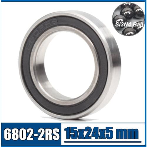 6802 Hybrid Ceramic Bearing 15x24x5 mm ABEC-1 ( 1 PC ) Bicycle Bottom Brackets & Spares 6802RS Si3N4 Ball Bearings