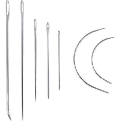 7pcs/set Upholstery Carpet Leather Canvas Repair Curved DIY Leather Hand Sewing Stainless Steel Pin Stitch Needles Kits