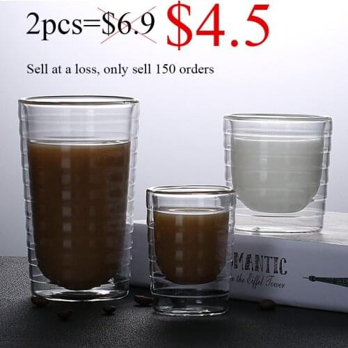 85ml 150ml 350ml double wall insulated glass cup transparent screw office milk cup 2pcs drinkware set travel mug friends Gift