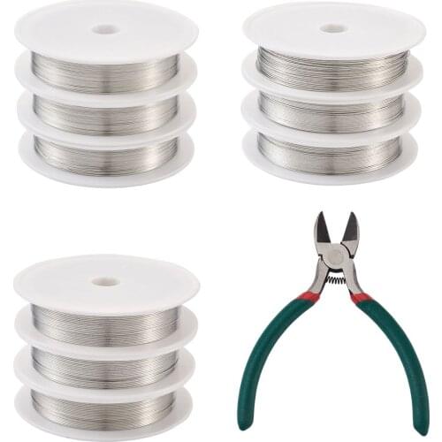 9rolls/set 0.3~0.5mm Iron Wire Dark Green Silver Metal Wire Supplies for DIY Jewelry Findings Bracelets Making Accessories