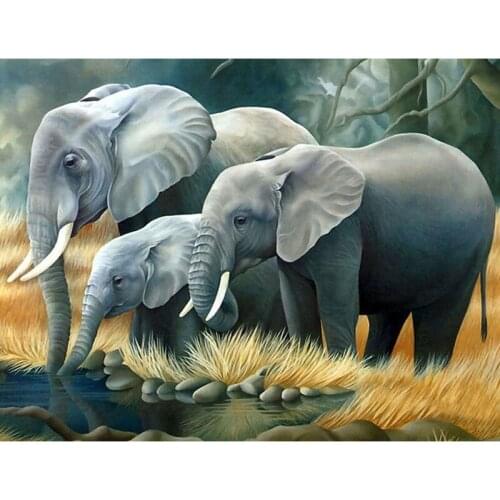 Full Square Round Drill 5D DIY Diamond Painting Elephant family 3D Embroidery Cross Stitch Mosaic Rhinestone Home Decor gift