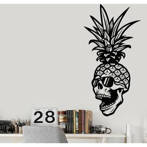 Pineapple Skull Wall Sticker Glasses Skeleton Tropical Style Vinyl Wall Decal Home Decor Living Room Teen Room Wallpaper Z848