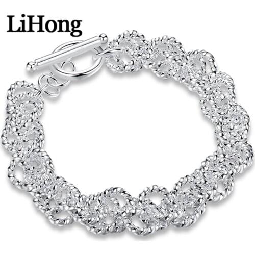 New Style 925 Sterling Silver Water Wave Circle Chain Bracelet For Feminine Charm Wedding Engagement Fashion Party Jewelry