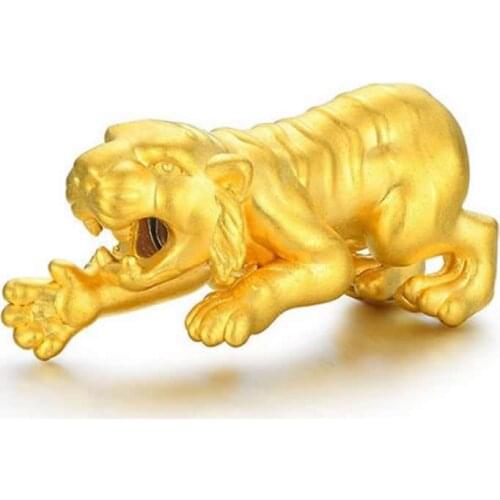 Pure 999 24K Yellow Gold Bracelet High Quality 3D Tiger Bracelet