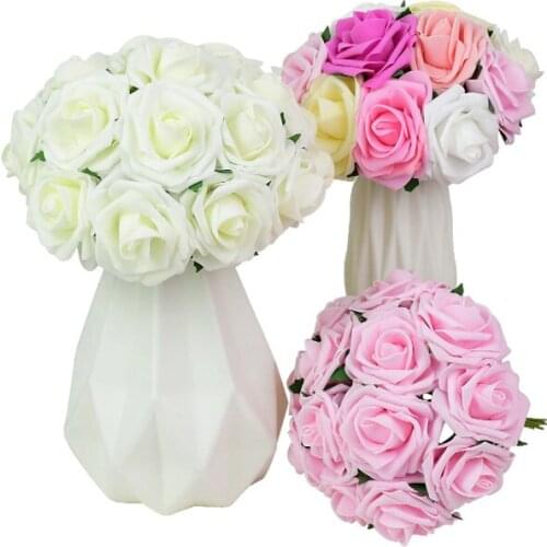 25pcs/lot Artificial Rose Bouquet 7cm Foam Rose Flower Wedding Home Party Decoration DIY Scrapbooking Craft Fake Flower Supplies