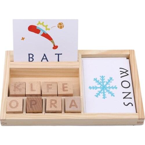 Wooden Early Education Toys For Children Cardboard Learning English Letters blocks Spell Game Cognitive Card Gift