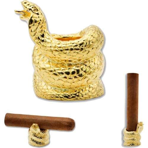 Snake Cigar Stand Holder Portable Pure Copper Cigarette Travel Stander Mini Detachable Smoking Rack Tools Accessories Golden