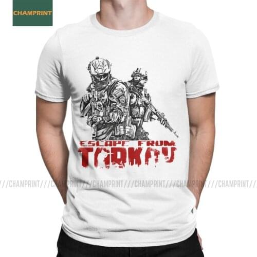 Casual Escape From Tarkov T-Shirt Men Cotton T Shirt Shooter Survival GG Battle Gaming Russia Game Short Sleeve Tee Shirt
