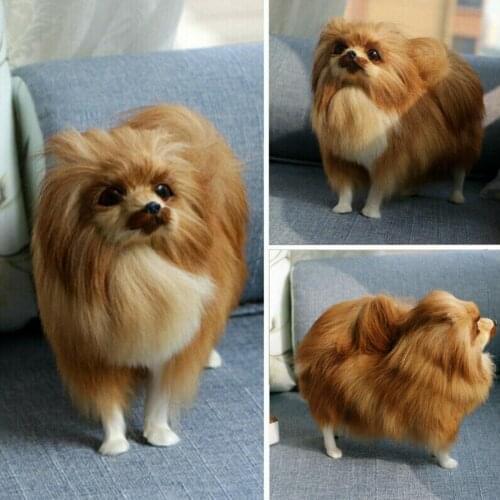 1Pc Simulation Pomeranian Dog Toy Animal Model Cute Toy Pet Pomeranian Dog Realistic Decoration Plush Toy Childrens Gift