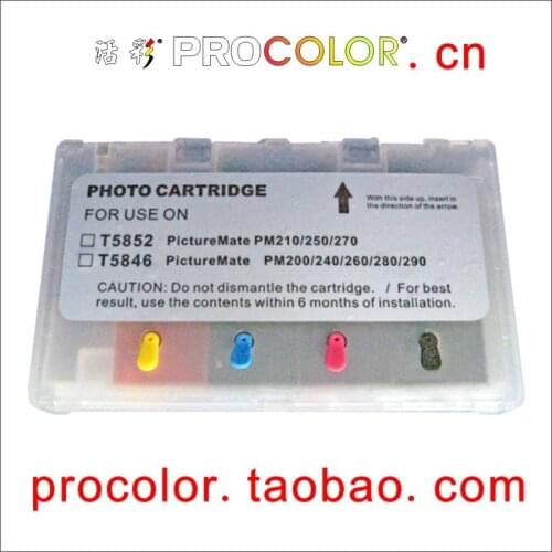 PROCOLOR Newest T5852 Refil ink cartridge with ARC chips for epson PictureMate PM 70 210 235 250 270 310 410 245 215 PM-215