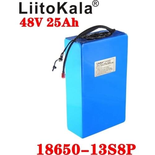 LiitoKala 48V 25ah 48V battery 18650 13S8P Lithium Battery Pack 1000W electric bicycle battery Built in 50A BMS+54.6V 2A charger