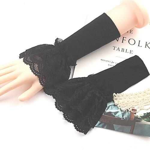 Fashion autumn and winter warm knitted double-layer lace sunscreen fake sleeves cuffs scars cover arm sleeve arm sleeve